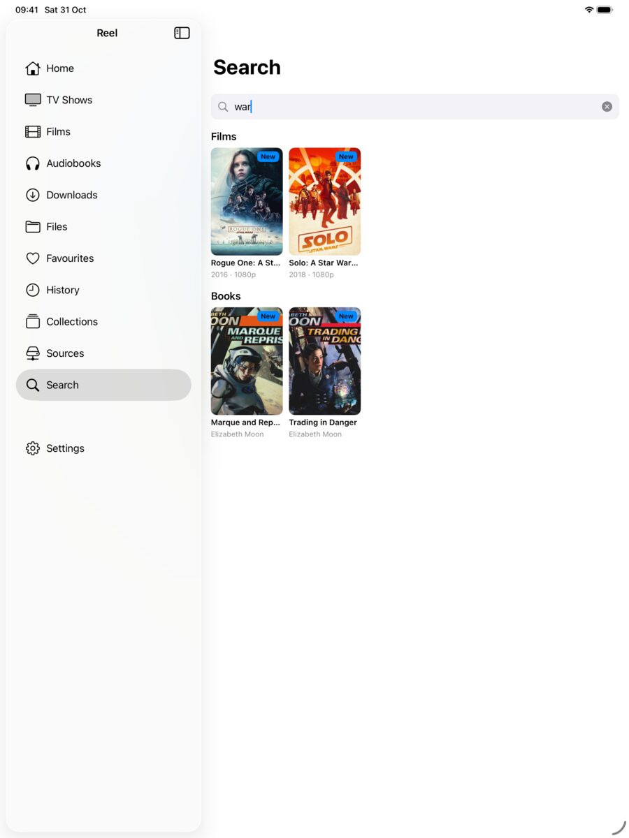 Search finding films and books in one go